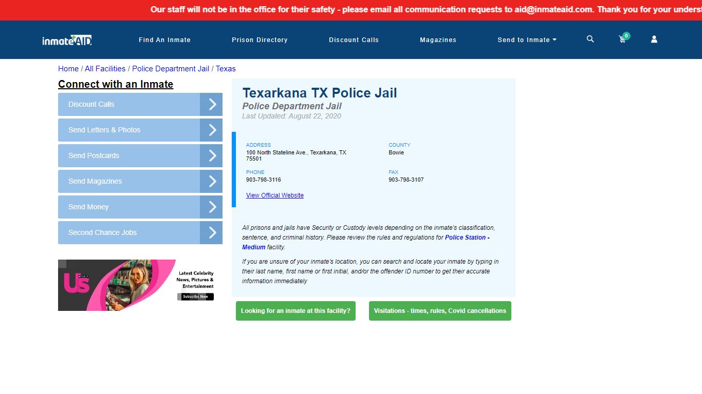 Texarkana TX Police Jail & Inmate Search - Texarkana, TX