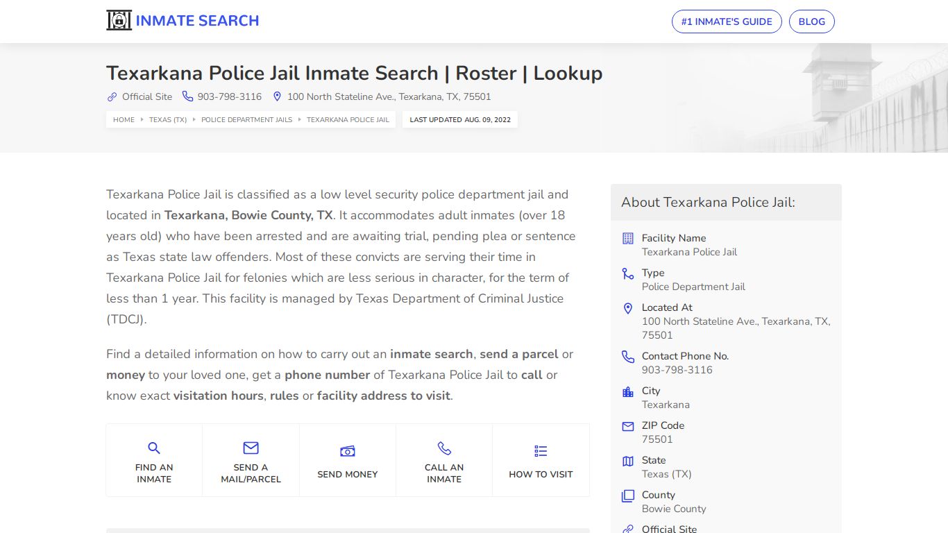 Texarkana Police Jail Inmate Search | Roster | Lookup